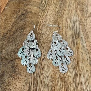 Silver Filigree Teardrop Chandelier Earrings